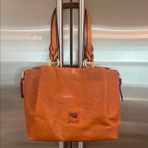 Dooney & Bourke Saddle Brown florentine Barlow Leather Tote with Braided Handles
